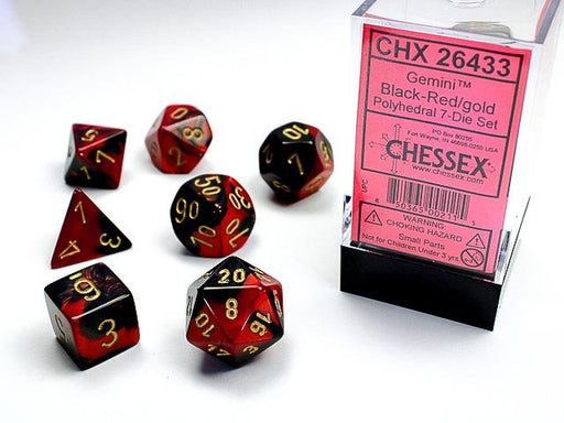 Chessex Polyhedral Dice: Gemini Black-Red/Gold (7-Die Set)