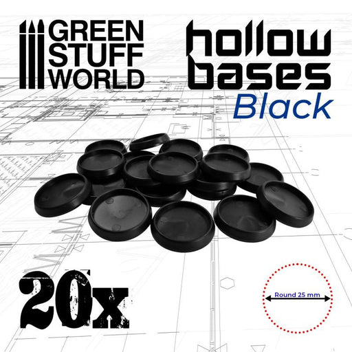 Hollow Plastic Bases - Round 25mm Black