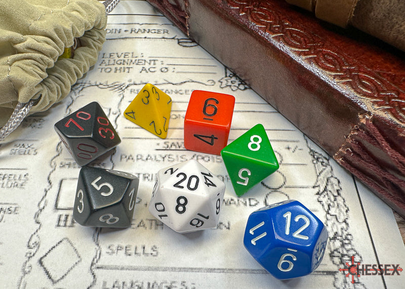 Chessex Polyhedral Dice: Nostalgia Opaque GM & Beginner Player (7-Die Set)