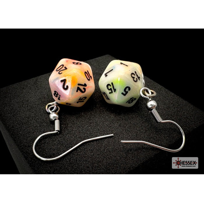 Chessex Hook Earrings: Festive® Circus™ Mini-Poly d20 Pair