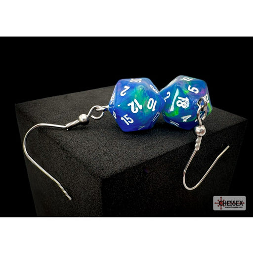 Chessex Hook Earrings: Festive® Waterlily™ Mini-Poly d20 Pair