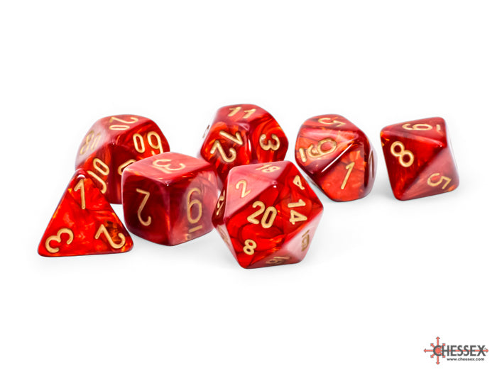 Chessex Mega-hedral 7-Die Set - Scarlet/Gold Scarab