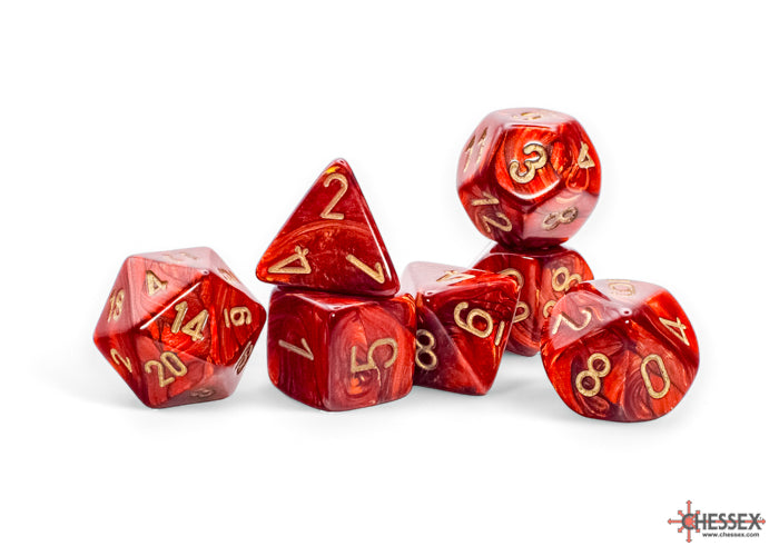 Chessex Mega-hedral 7-Die Set - Scarlet/Gold Scarab