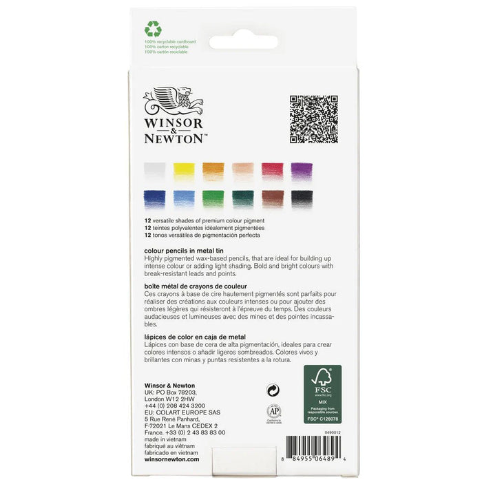 Winsor & Newton Colour Pencils x12 in Tin