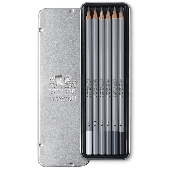 Winsor & Newton Graphite Pencils x6 in Tin
