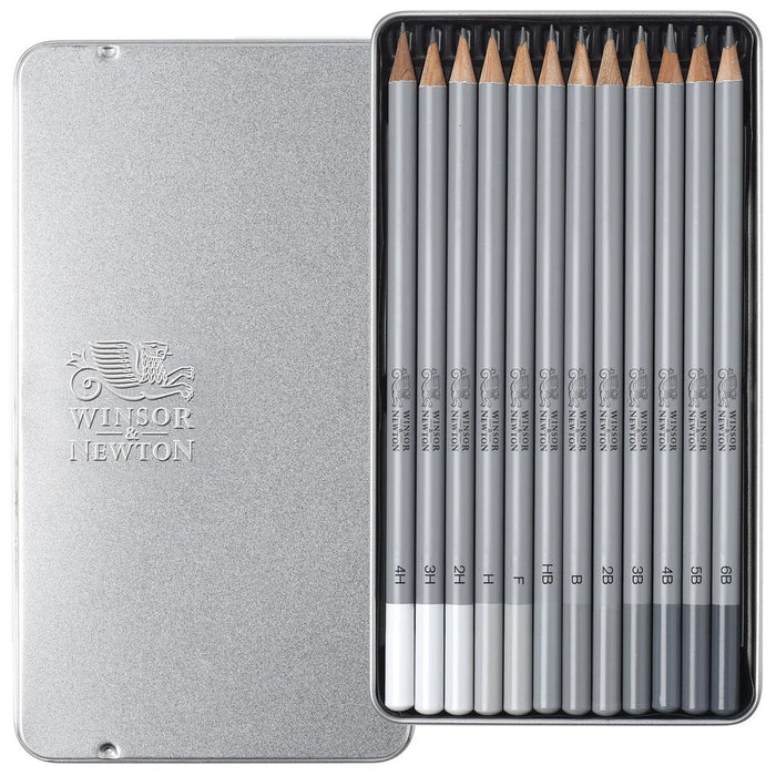Winsor & Newton Medium Graphite Pencils x12 in Tin
