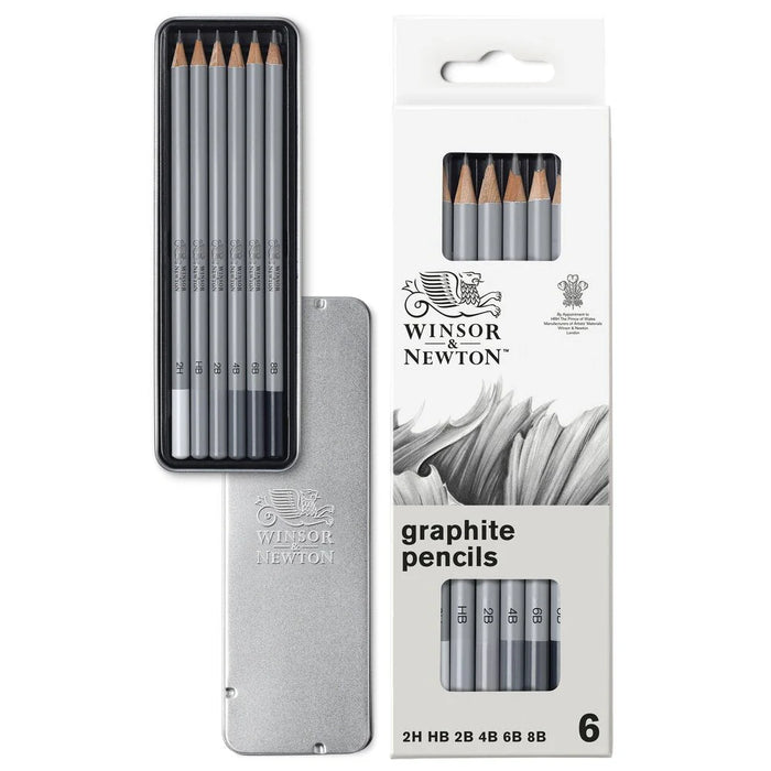 Winsor & Newton Graphite Pencils x6 in Tin