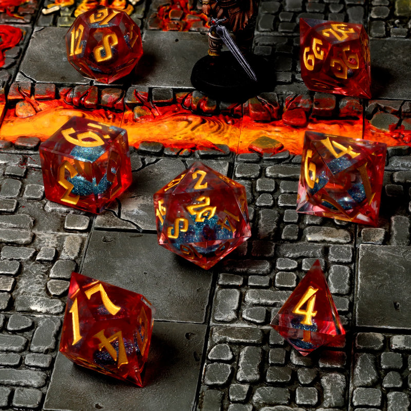 CritStones Liquid Core Resin Dice Set - Magefire (7pcs)