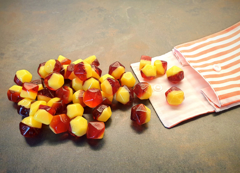 Food Pawn Jelly Polyhedral  Dice - Rhubarbarian and Custard