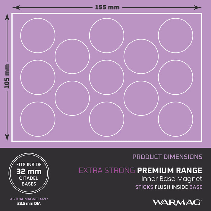 WarMag Hi-Grip Inner Base Magnets for 32mm Round Bases (Pack of 13)