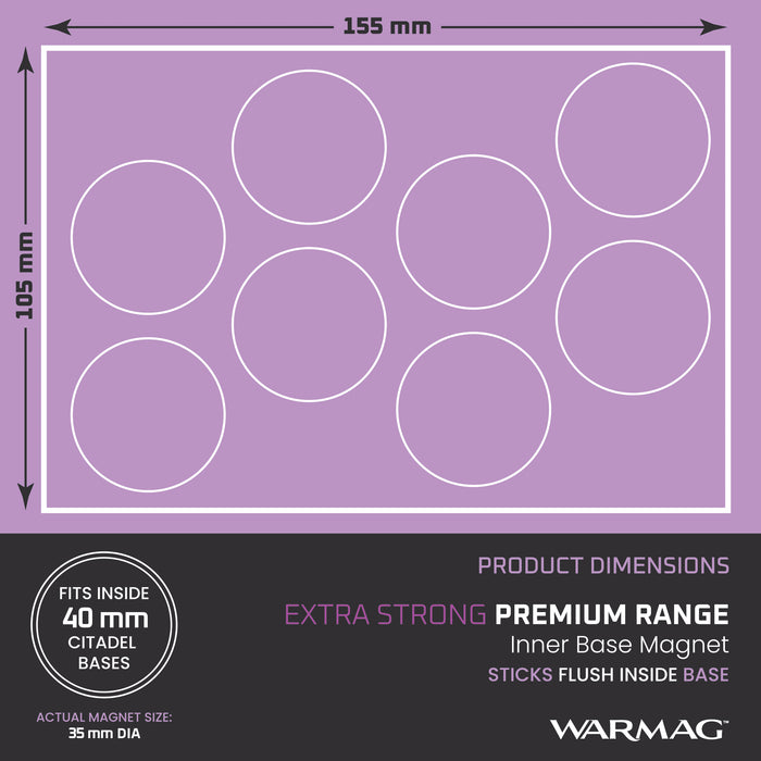 WarMag Hi-Grip Inner Base Magnets for 40mm Round Bases (Pack of 8)