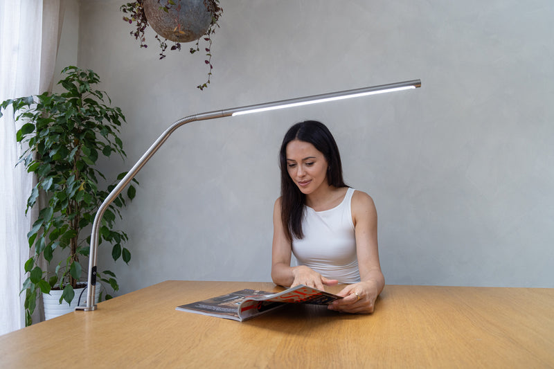 Slimline 4 Table Lamp - Brushed Steel