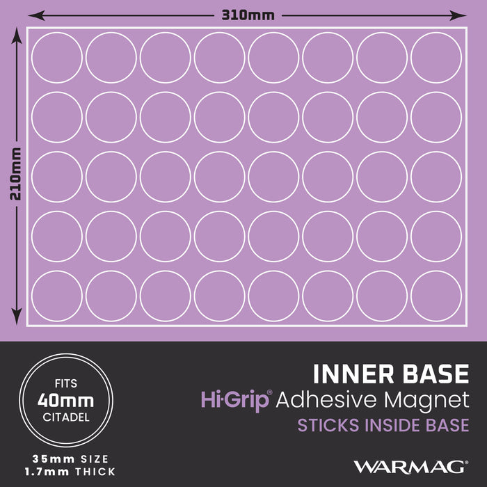 WarMag Hi-Grip Inner Base Magnets for 40mm Round Bases (Pack of 40)