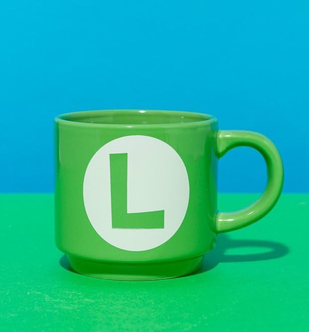 Super Mario Stackable Mugs Set - Mario & Luigi Initials