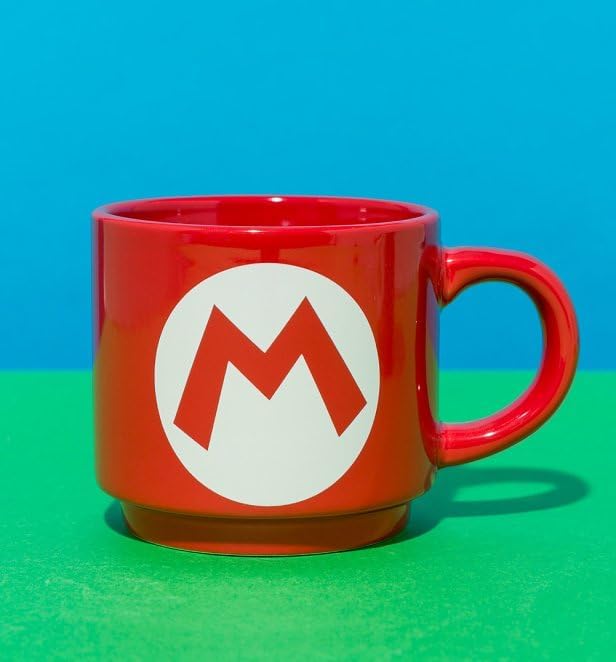 Super Mario Stackable Mugs Set - Mario & Luigi Initials