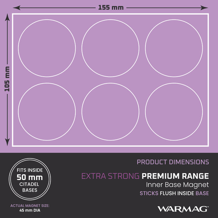 WarMag Hi-Grip Inner Base Magnets for 50mm Round Bases (Pack of 6)