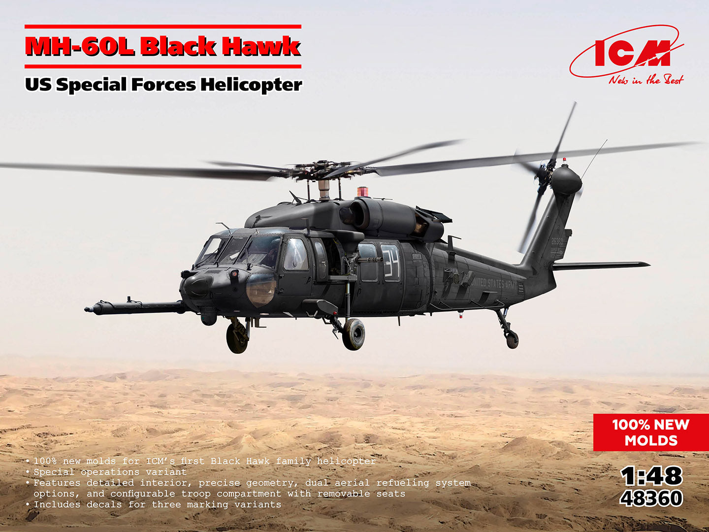 MH-60L Black Hawk US Special Forces Helicopter 1:48