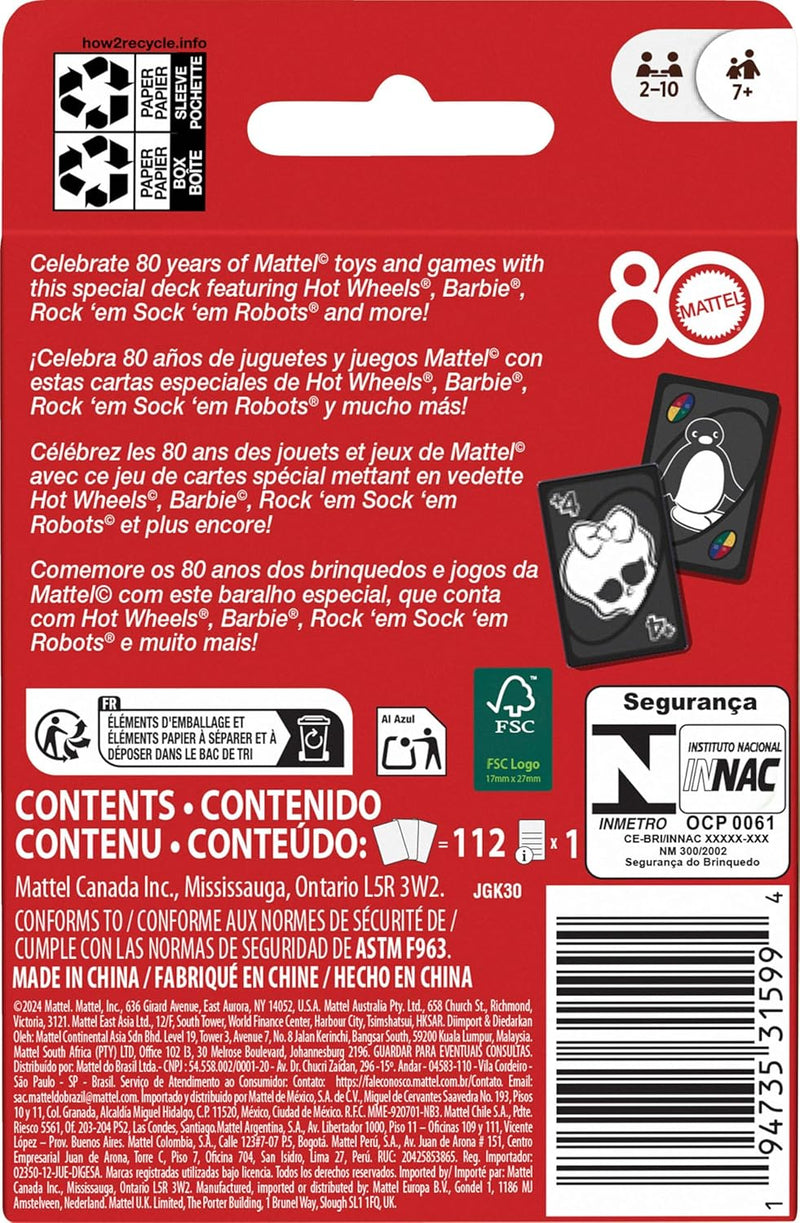 UNO - Mattel 80th Anniversary Ruby Red Edition