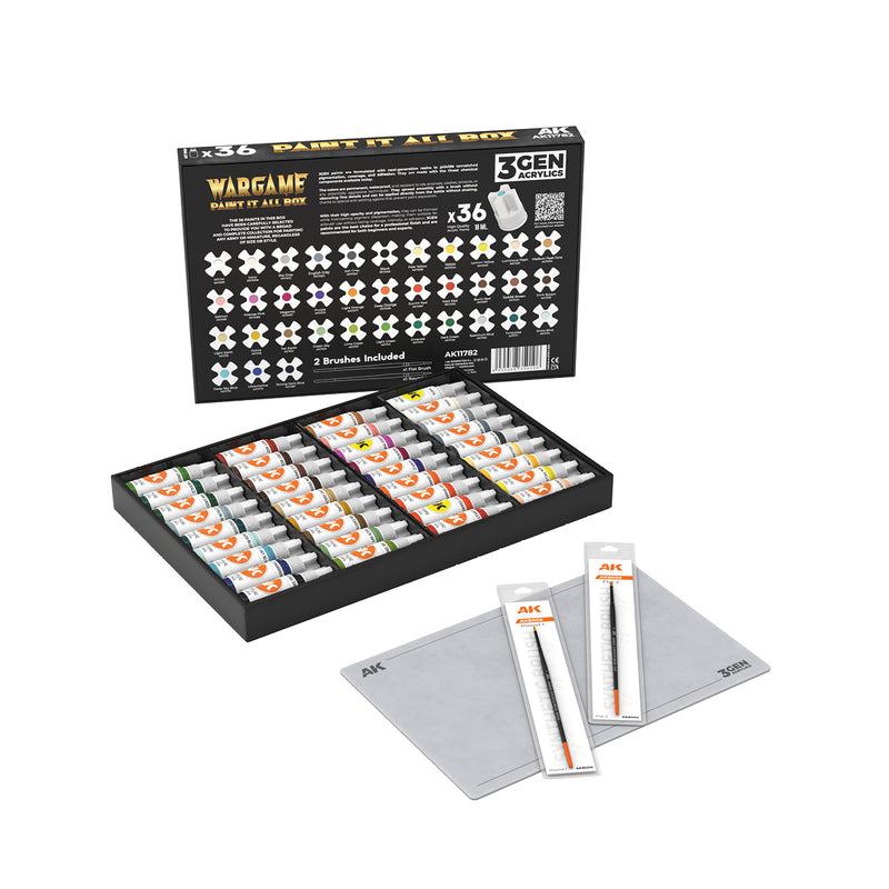 AK Interactive 3GEN - Wargame Paint it All Box - 36 Paints