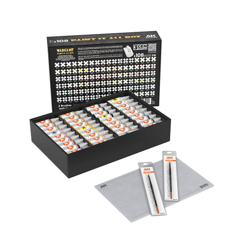 AK Interactive 3GEN - Wargame Paint it All Box - 108 Paints