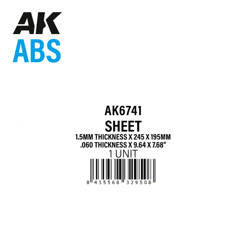 Plasticard Sheet 245x195mm - 1.5mm Thickness (1 Sheet)