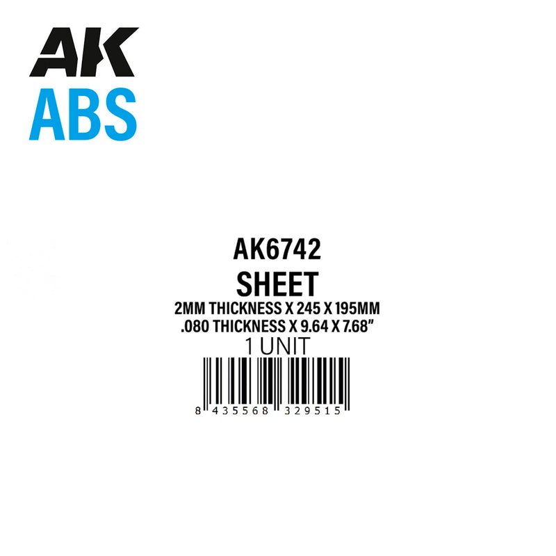Plasticard Sheet 245x195mm - 2mm Thickness (1 Sheet)