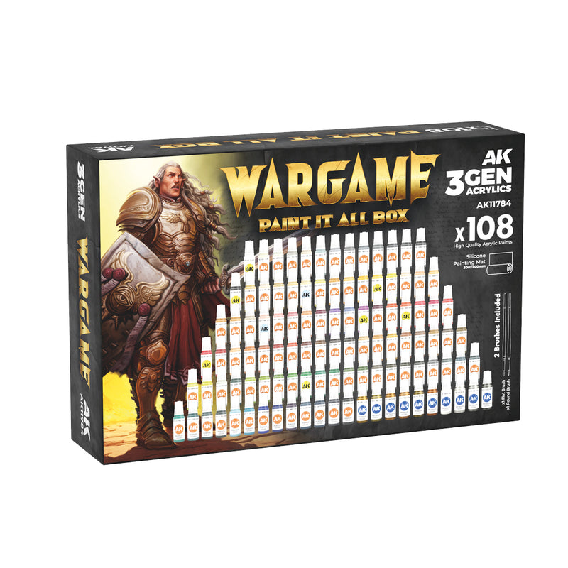 AK Interactive 3GEN - Wargame Paint it All Box - 108 Paints
