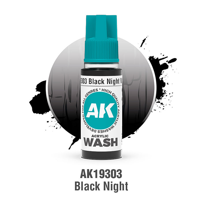 AK Interactive Acrylic Wash - Black Night - 18ml