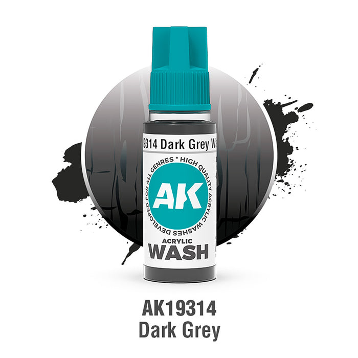 AK Interactive Acrylic Wash - Dark Grey - 18ml