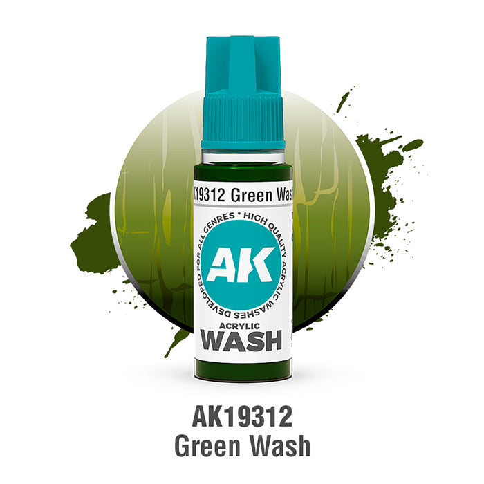 AK Interactive Acrylic Wash - Green - 18ml