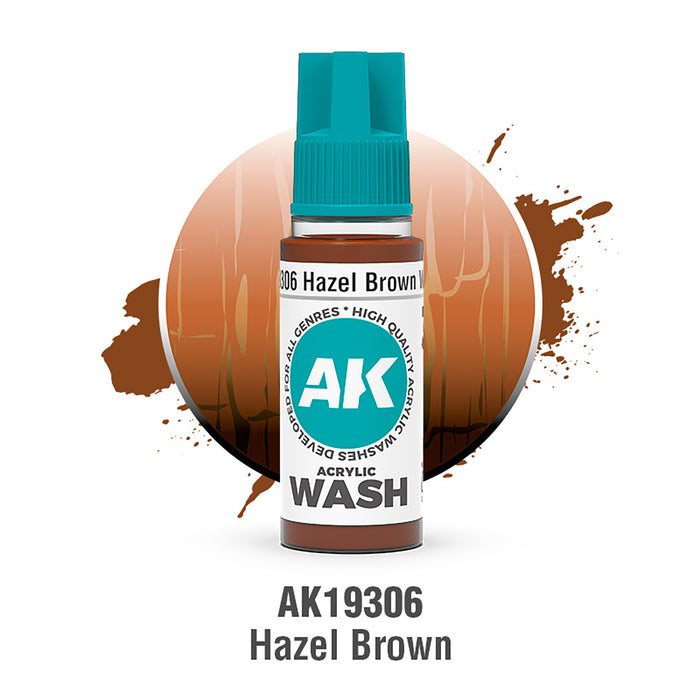 AK Interactive Acrylic Wash - Hazel Brown - 18ml