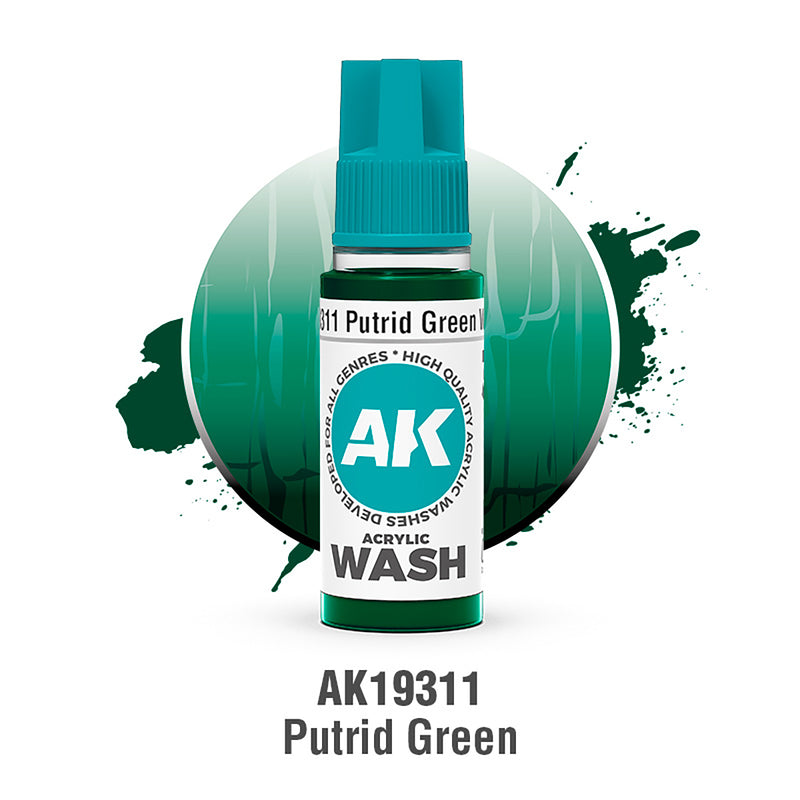 AK Interactive Acrylic Wash - Putrid Green - 18ml