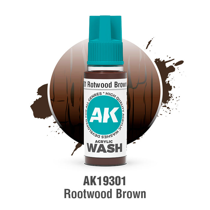 AK Interactive Acrylic Wash - Rotwood Brown - 18ml
