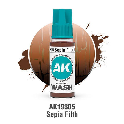 AK Interactive Acrylic Wash - Sepia Filth - 18ml