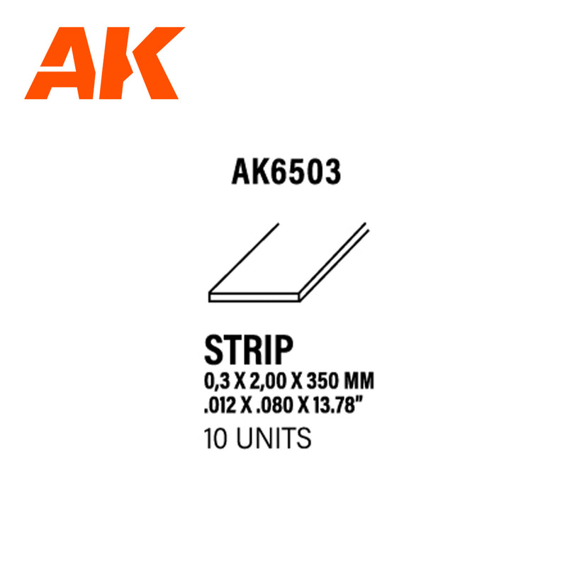 Styrene Strips 0.3mm x 2mm x 350mm - (10 Units)