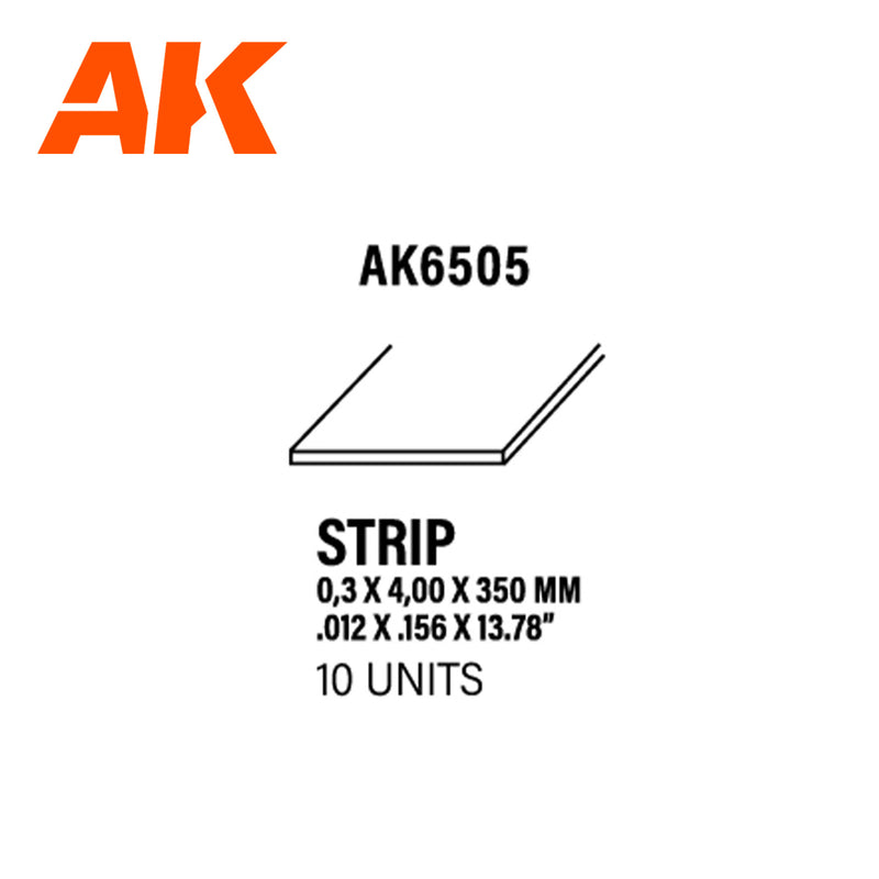 Styrene Strips 0.3mm x 4mm x 350mm - (10 Units)