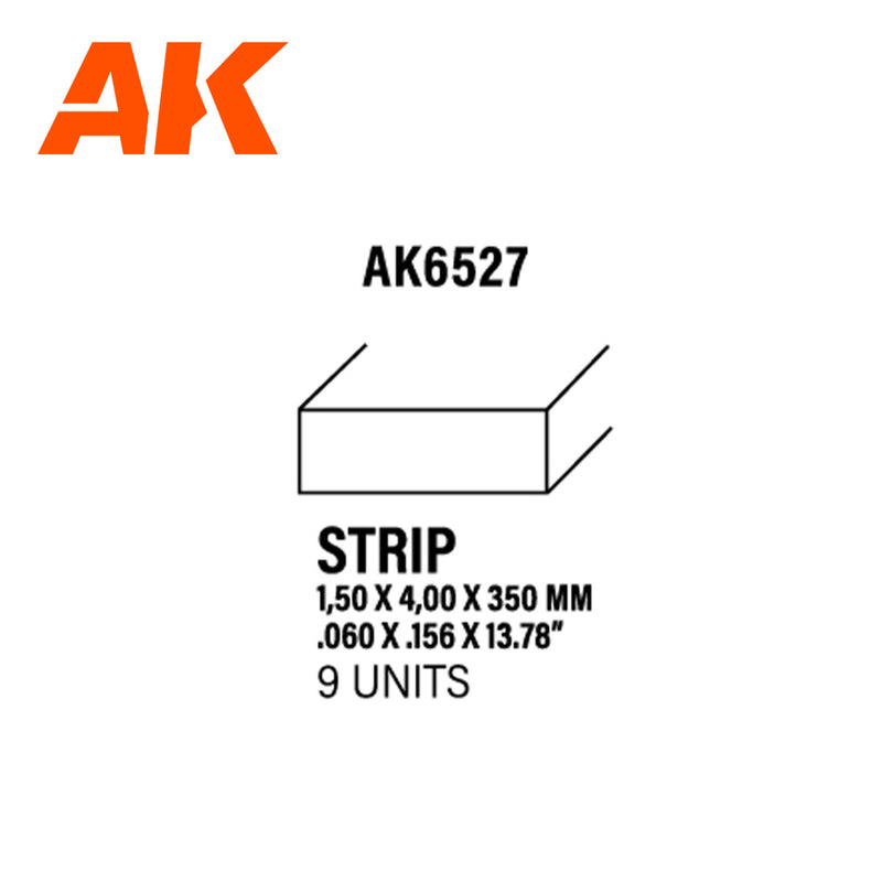 Styrene Strips 1.5mm x 4mm x 350mm - (9 Units)