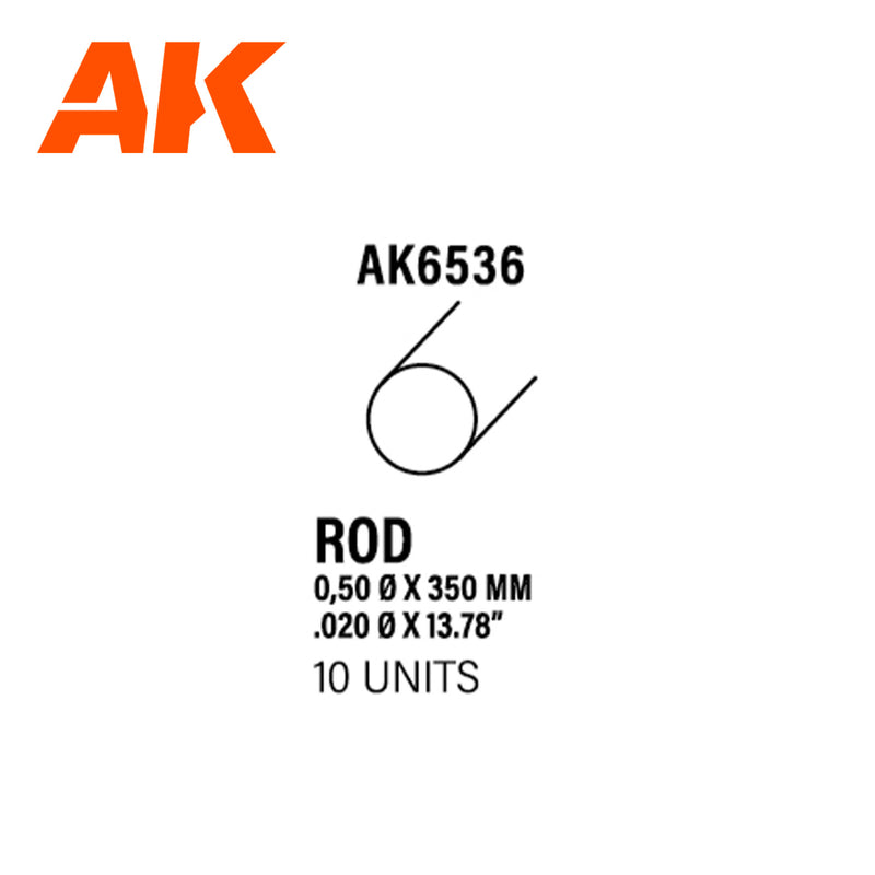 Styrene Rod 0.5mm Diameter x 350mm - (10 Units)
