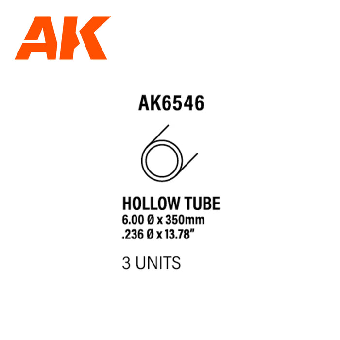 Styrene Tube Hollow 6mm Diameter x 350mm - (3 Units)