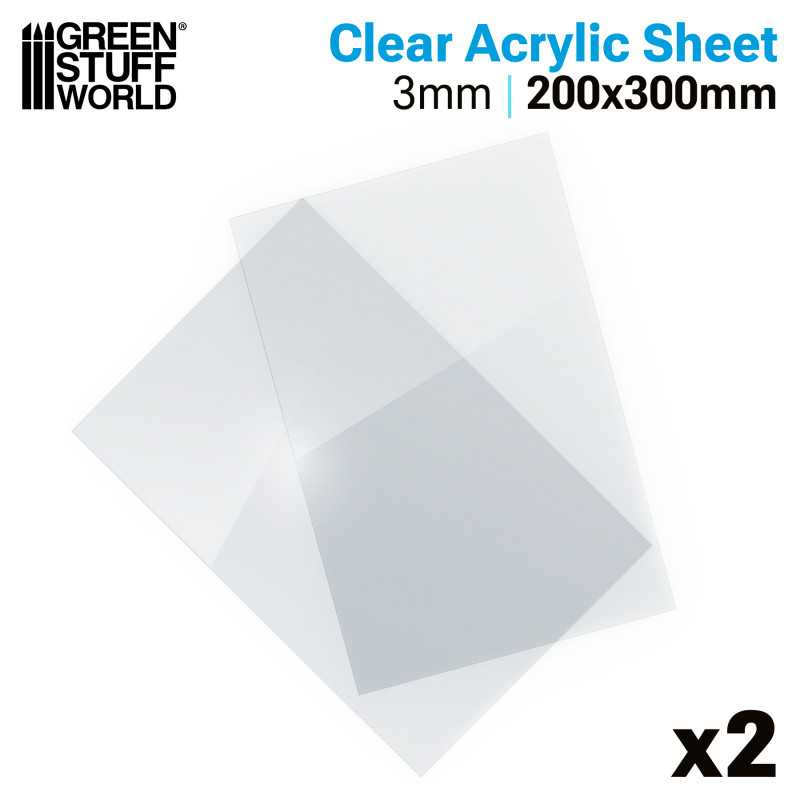 Acrylic Sheets 200x300mm - 3mm Thickness (2 Sheets)