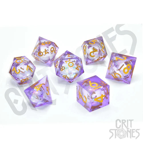 CritStones Liquid Core Resin Dice Set - Arcane Sparkle (7pcs)