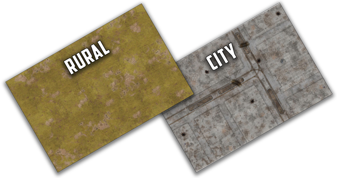 GF9 Double Sided Gaming Mat City/Rural 72"x48" Contents