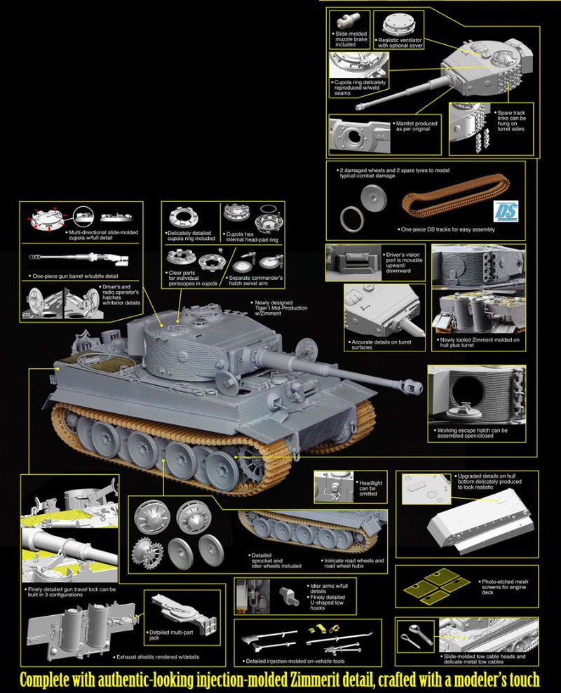 Tiger I Mid-Production with Zimmerit (1:35)