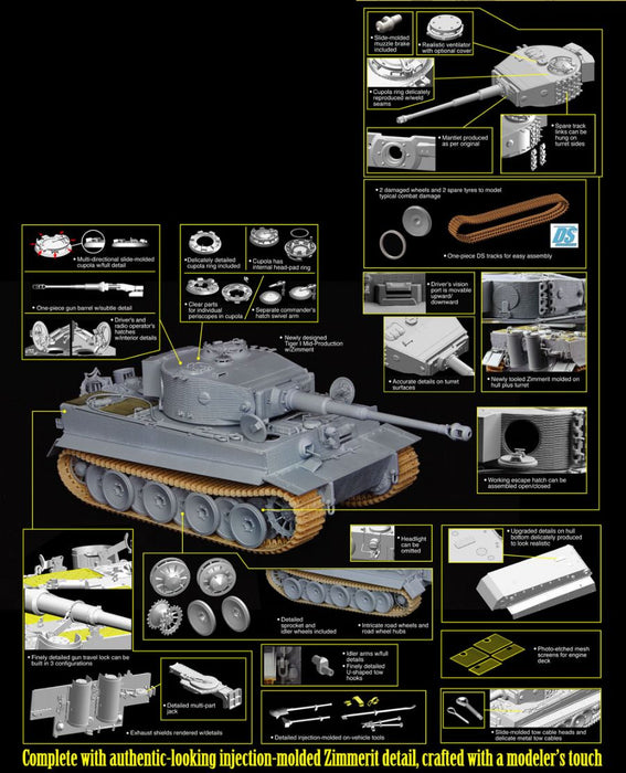 Tiger I Mid-Production with Zimmerit (1:35)