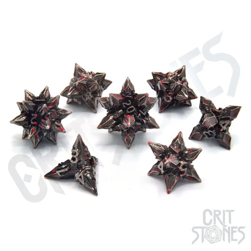 CritStones Spikey Metal Dice Set - Brutal Bane (7pcs)