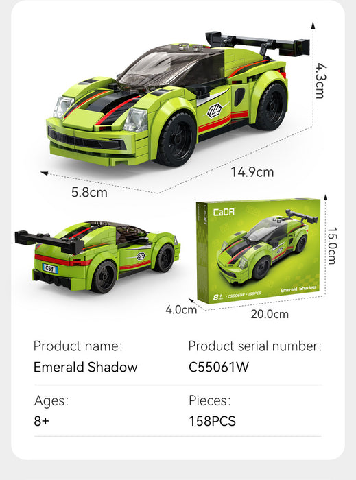 CaDA Bricks - Emerald Shadow Racing Car - 158 pcs (1:32)