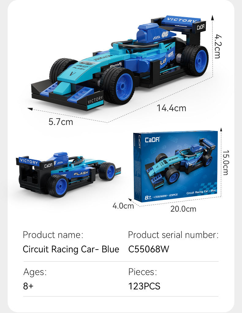 CaDA Bricks - Blue Circuit Racing Car - 123 pcs (1:32)