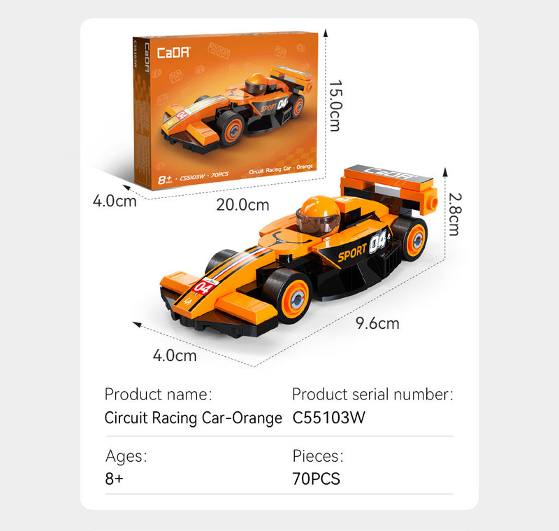 CaDA Bricks - Mini Orange Circuit Racing Car - 70 pcs (1:48)