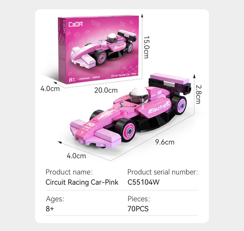 CaDA Bricks - Mini Pink Circuit Racing Car - 70 pcs (1:48)