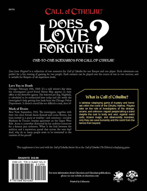 Call of Cthulhu: Does Love Forgive?